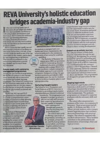 REVA University's Holistic Education Bridges Academia-industry gap - Deccan Herald
