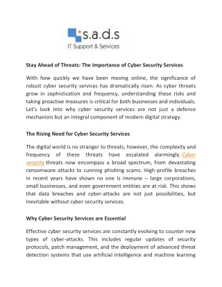 stay ahead of threats the importance of cyber