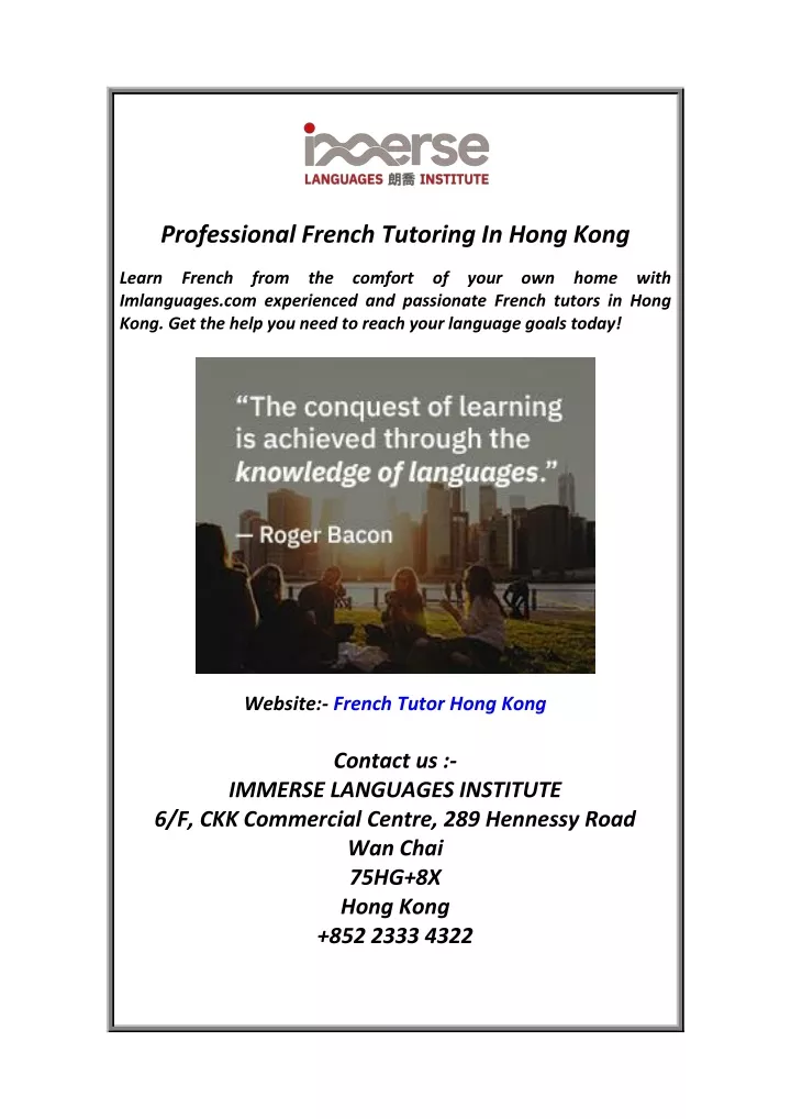 professional french tutoring in hong kong