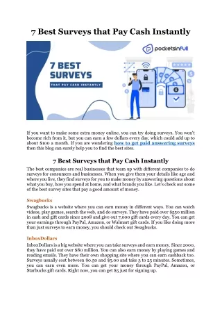 7 Best Surveys that Pay Cash Instantly