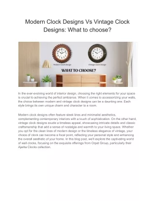 Modern Clock Designs Vs Vintage Clock Designs What to choose
