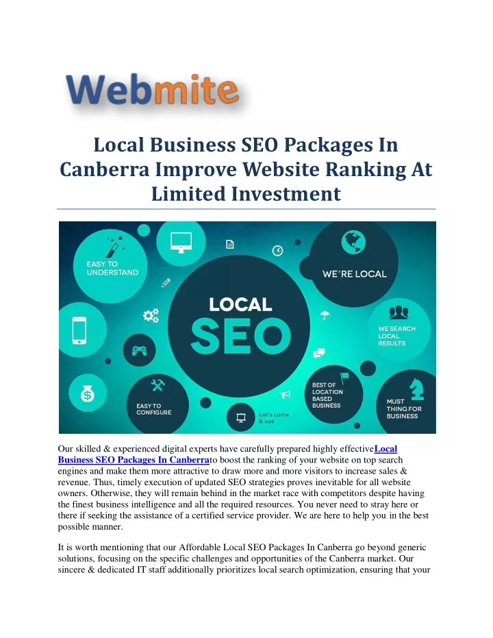 local business seo packages in canberra improve
