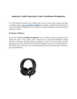 Immersive Audio Experience_ Noise Cancellation Headphones