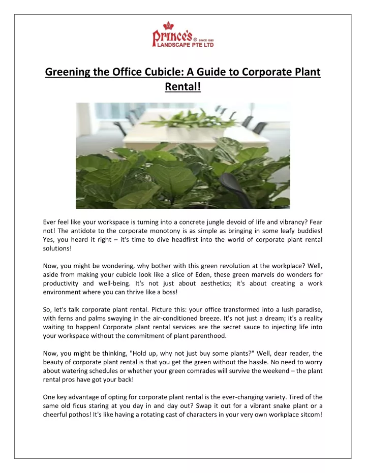 greening the office cubicle a guide to corporate