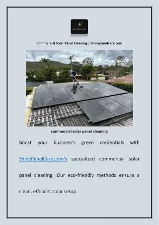 Commercial Solar Panel Cleaning | Shinepanelcare.com