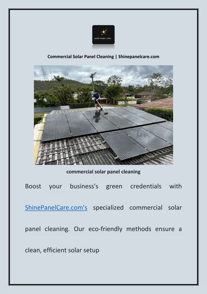 commercial solar panel cleaning shinepanelcare com