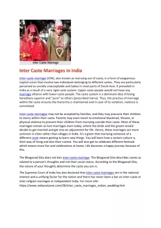 Inter Caste Marriages