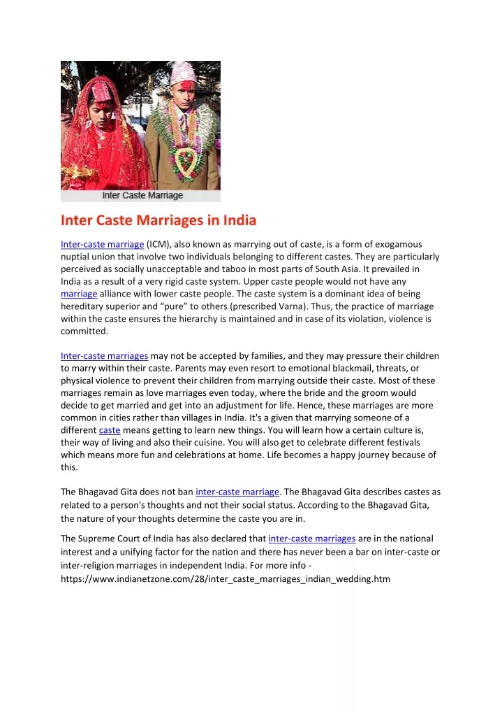 inter caste marriages in india