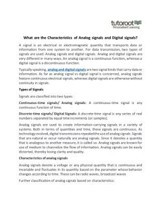 what are the characteristics of analog signals
