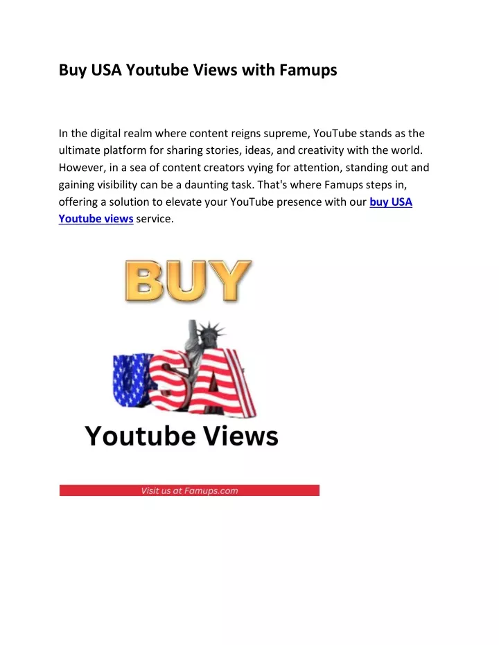 buy usa youtube views with famups