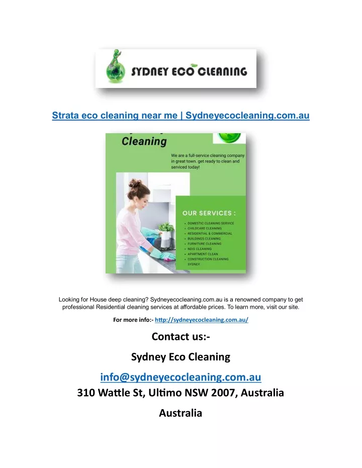 strata eco cleaning near me sydneyecocleaning