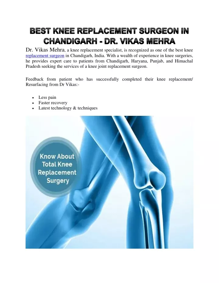 dr vikas mehra a knee replacement specialist