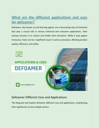What are the different applications and uses of defoamer