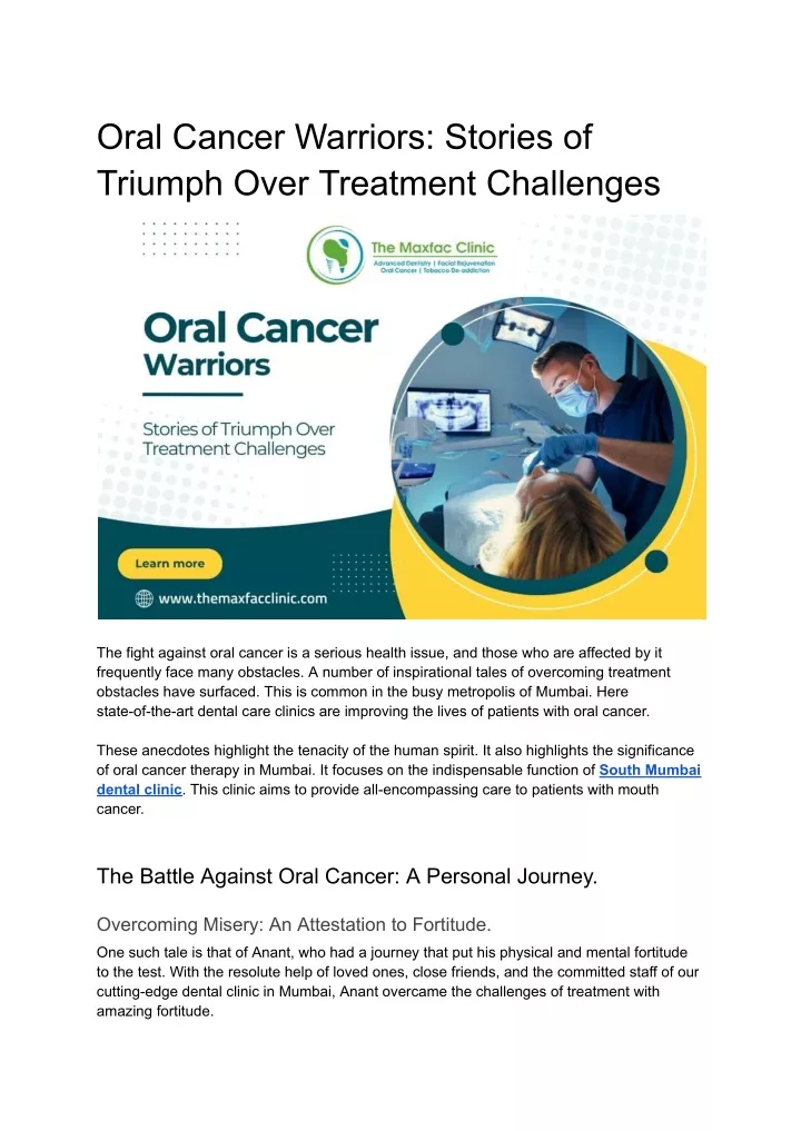 oral cancer warriors stories of triumph over