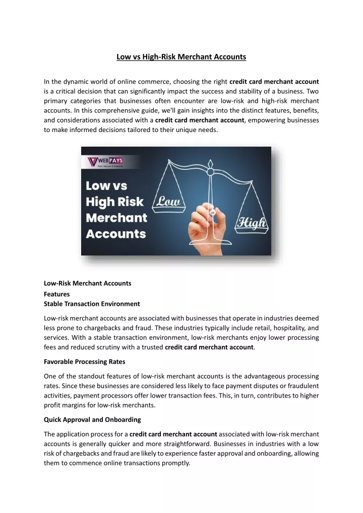low vs high risk merchant accounts