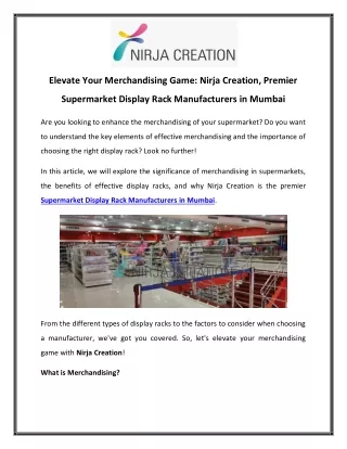 Elevate Your Merchandising Game Nirja Creation, Premier Supermarket Display Rack Manufacturers in Mumbai