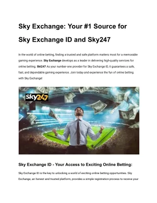 Sky Exchange_ Your #1 Source for Sky Exchange ID and Sky247