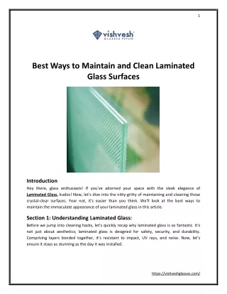 Best Ways to Maintain and Clean Laminated Glass Surfaces