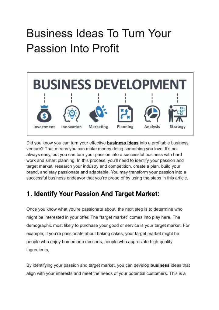 business ideas to turn your passion into profit