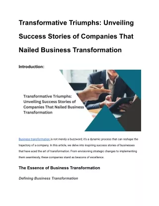 Transformative Triumphs_ Unveiling Success Stories of Companies That Nailed Business Transformation