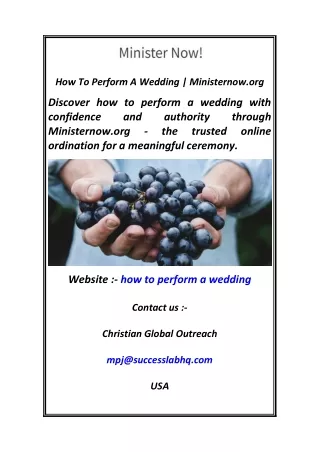How To Perform A Wedding  Ministernow.org
