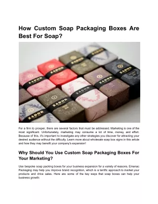How Custom Soap Packaging Boxes Are Best For Soap
