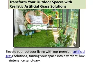 Transform Your Outdoor Spaces with Realistic Artificial Grass Solutions