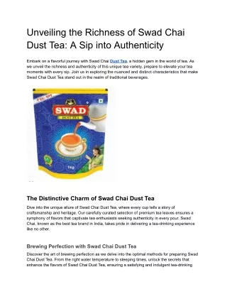 Unveiling the Richness of Swad Chai Dust Tea_ A Sip into Authenticity