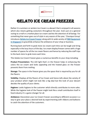 Gelato Ice Cream Freezer