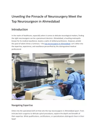 Unveiling the Pinnacle of Neurosurgery Meet the Top Neurosurgeon in Ahmedabad