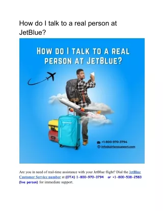 How do I talk to a real person at JetBlue?