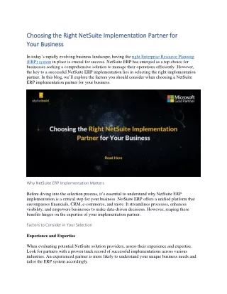 Choosing the Right NetSuite Implementation Partner for Your Business