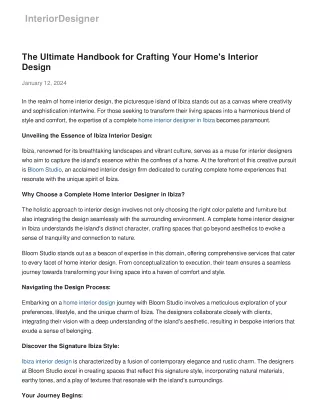 The Ultimate Handbook for Crafting Your Home's Interior Design