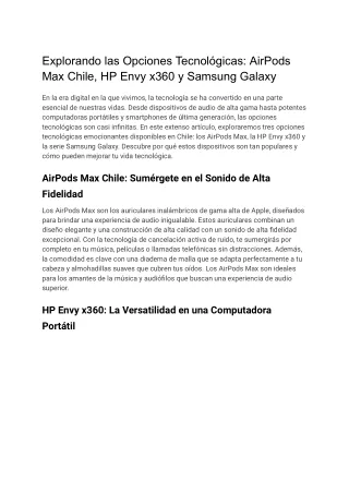 Comparativa de HP Envy x360, Samsung Galaxy y AirPods Max Chile: Las Mejores Ele