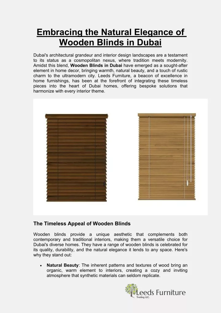embracing the natural elegance of wooden blinds