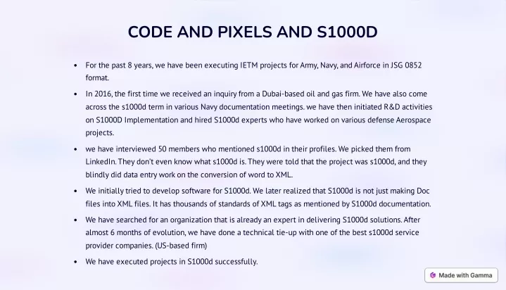 code and pixels and s1000d