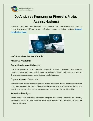 do antivirus programs or firewalls protect