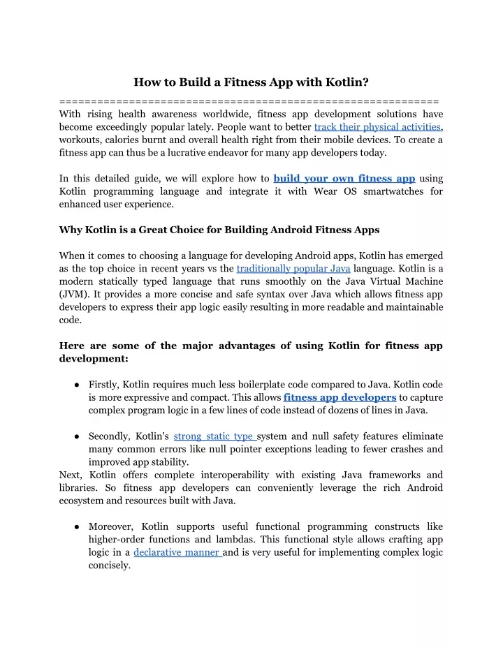 how to build a fitness app with kotlin