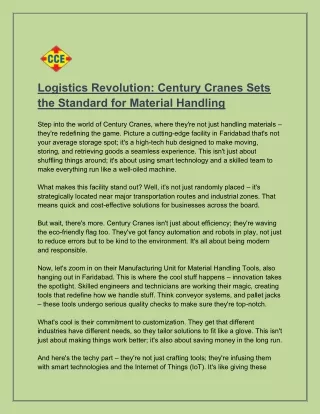 Logistics Revolution_ Century Cranes Sets the Standard for Material Handling