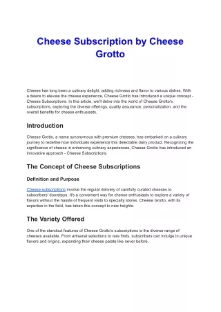 Cheese Grotto Subscription: Monthly Artisan Cheese Delights