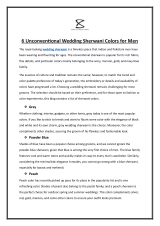 6 Unconventional Wedding Sherwani Colors for Men
