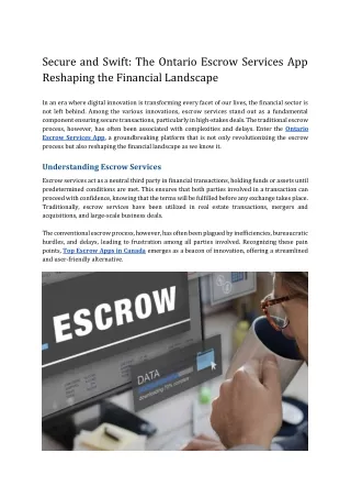 secure and swift the ontario escrow services
