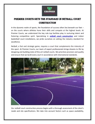 Premier Courts Sets the Standard in Netball Court Construction