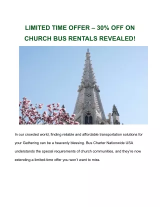 LIMITED TIME OFFER – 30% OFF ON CHURCH BUS RENTALS REVEALED