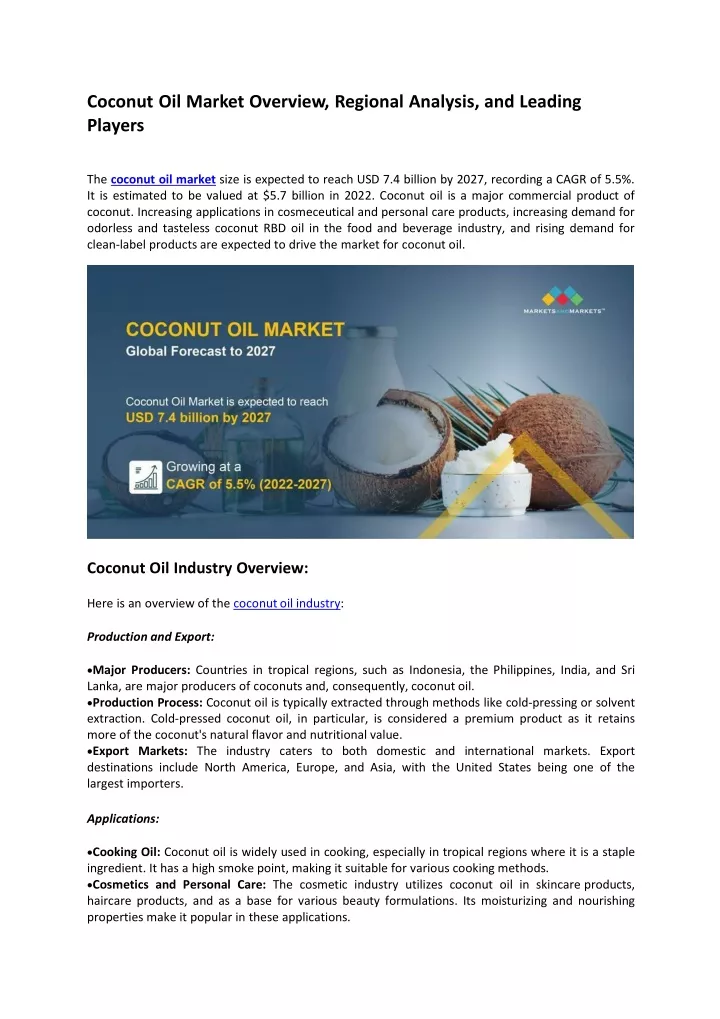coconut oil market overview regional analysis