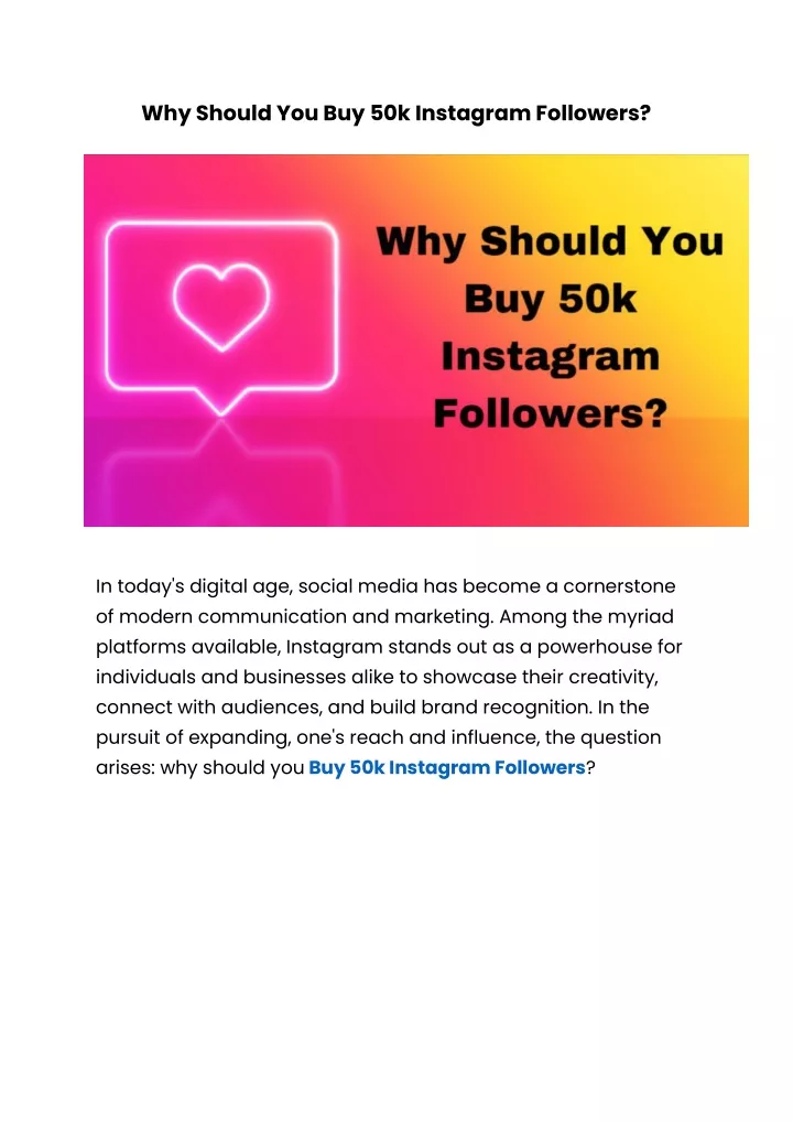 why should you buy 50k instagram followers