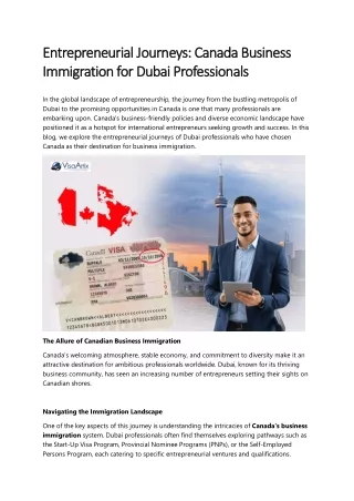 Entrepreneurial Journeys: Canada Business Immigration for Dubai Professionals