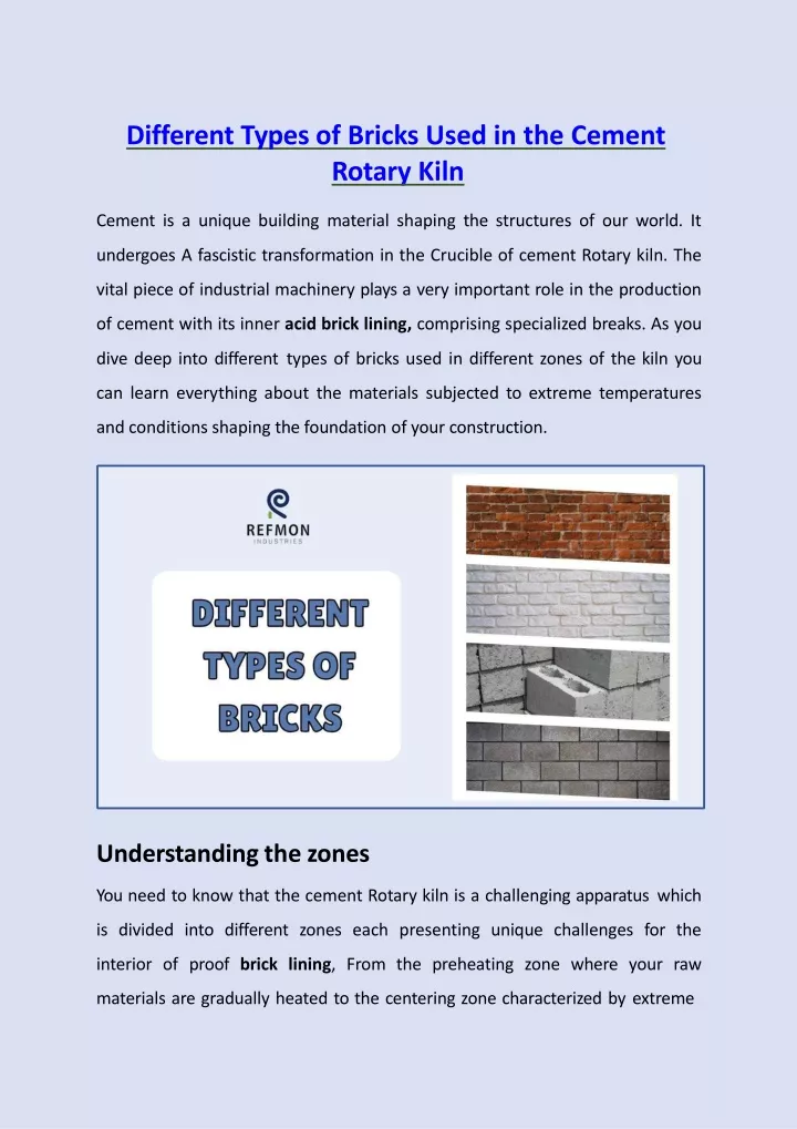different types of bricks used in the cement