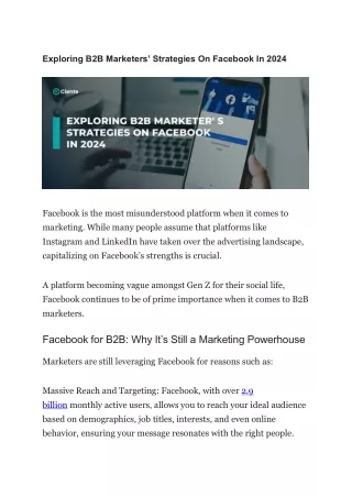 exploring b2b marketers strategies on facebook