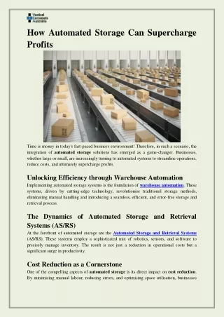 How Automated Storage Can Supercharge Profits
